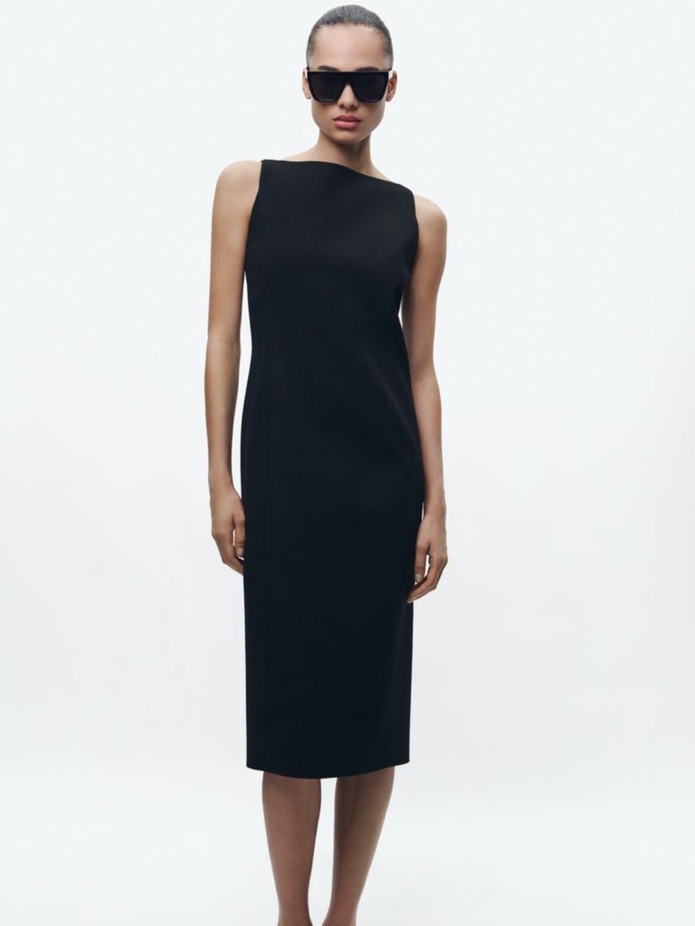 Zara Womens Black Midi Sheath Dress- Size Small
